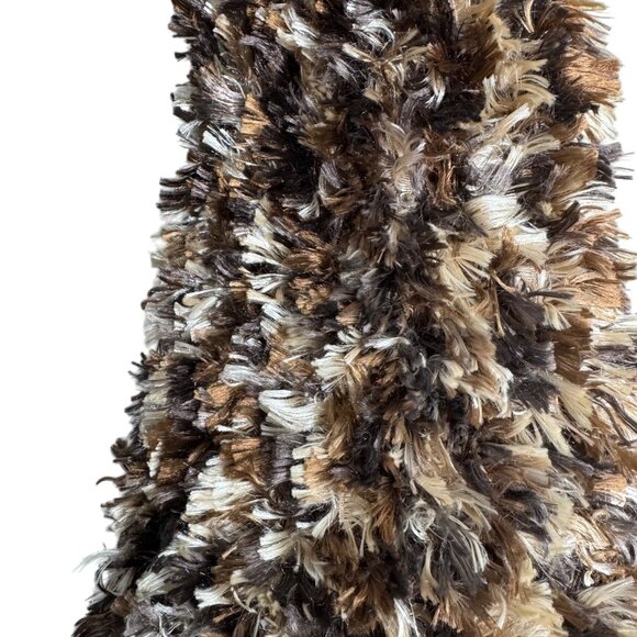 Vintage Y2K Fuzzy Soft Skinny Scarf Croft & Barrow Brown Faux Fur Scarf 75" Long - Picture 5 of 7